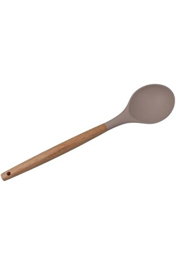 STOREMAX Bamboo Handle Silicone Serving Spoon, Bamboo Long Silicone Serving Spoon 27cm 3 Color Options (Taba) 108