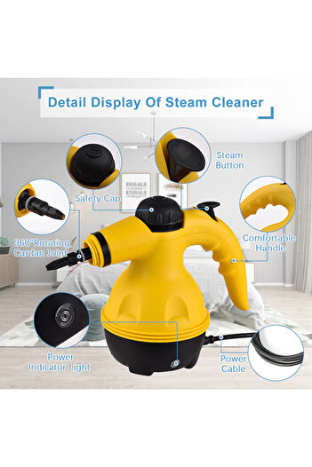 ORBER Multifunctional steam cleaner, 6 in 1, high temperature, sterilization, stain removal, 1050W, yellow