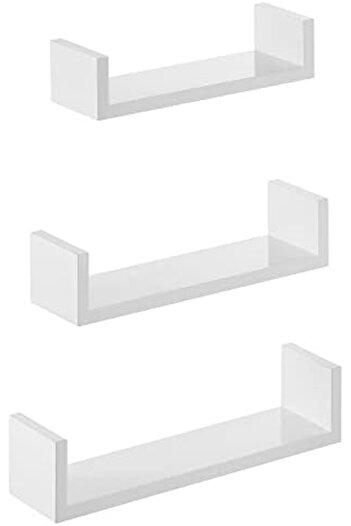 STOREMAX Wall Shelves, Set of 3, U-Shaped Floating Shelves, High Gloss Surface, Creative Ideas, Mdf&Apos
