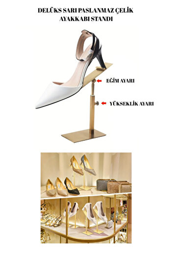 Manken İstanbul Paslanmaz Satine Mat Gold Çelik Ayarlanabilir Ayakkabı Standı
