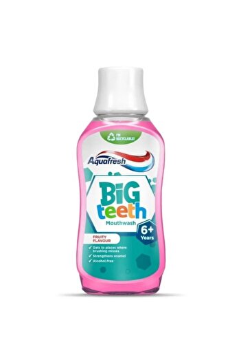Aquafresh Big Teeth Mouthwash for Children, Fruit Flavor, Alcohol-Free, with Fluoride, Age 6+ Years,