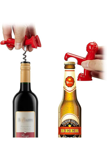 Lifelf Set of 3 bottle openers, plastic, red