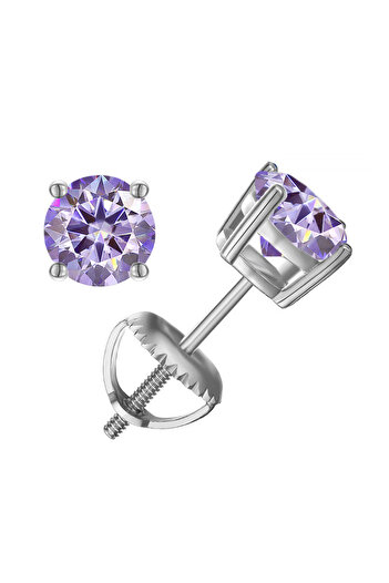 Choice 2.0ct x 2 Silver Light Purple JoyceJelly 0.5-2CT Moissanite Screws Back Ear-studs Classic Four Prong