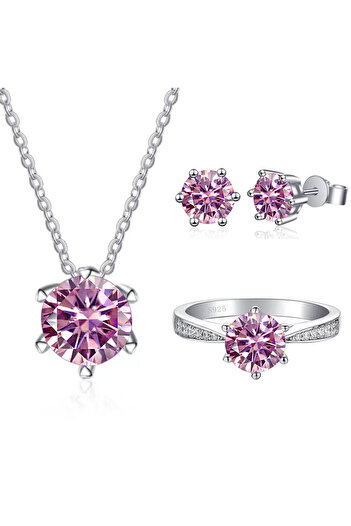 Choice 45cm 5 Pink JoyceJelly Moissanite Jewelry Set With 1CT D Color VVS 3EX moissanite stone pass diamond