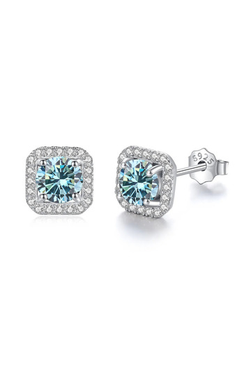 Choice 0.5CT X 2 Blue JoyceJelly 8H8A Cut D Color VVS Moissanite Diamond Stud Earrings Luxury Sterling 925