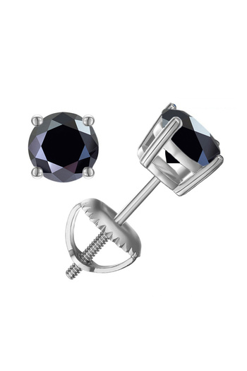 Choice 2.0ct x 2 Silver black JoyceJelly 0.5-2CT Moissanite Screws Back Ear-studs Classic Four Prong Earrin