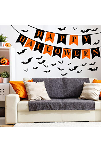 Jaodfk Halloween decoration set, PVC/textile, black/orange, 62 pieces