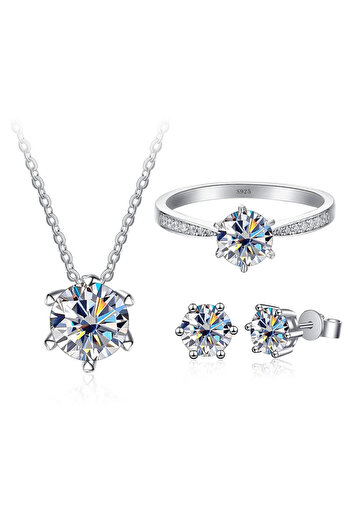 Choice 45cm 6 white Classic Wedding Jewelry Sets For Women 1carat Moissanite Diamond S925 Silver Necklace E