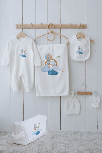 Tuğba Kuğu Organic 6-Pack Hospital Release - for Baby - Blue Clouds and Balloon