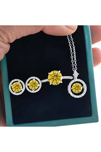 Choice 6 gold yellow 4CT D Color Moissanite Fine Jewelry Set Ring Necklace Ear 925silver Jewelry Women Simp
