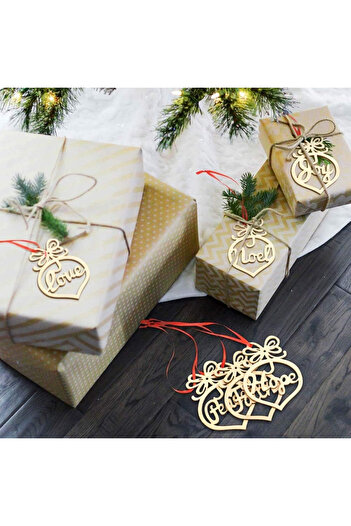NT ling Set of 12 NT-ling Christmas decorations, wood/textile, /red, 9.7 x 7.2 x 0.3 cm