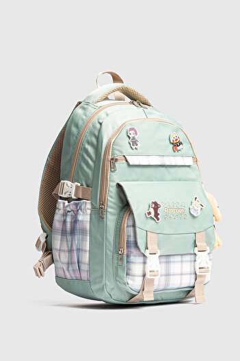 Relaxion Rlx-1396 Set of 3 Children's Primary School Bag with Pencil Case and Lunch Bag Backpack Mint Green