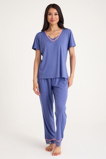 Amarelle Set de pijamale din viscoză Dream Gri Blue, 4 piese