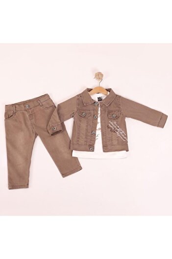 GİRL EMELY Boys' Printed 3-Piece Denim Jean Set