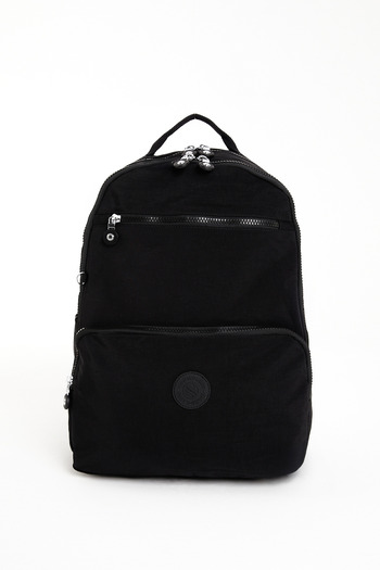 Sanmorris Unisex Water Resistant Crinkle Fabric Multi-Pocket Black Laptop School and Travel Backpack