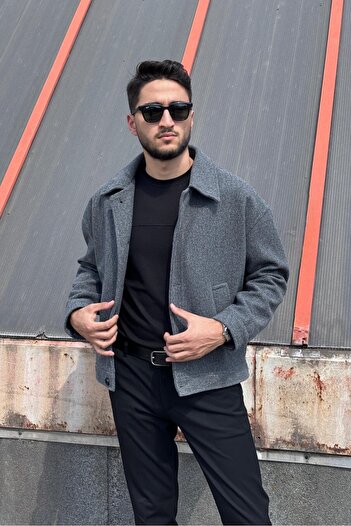inpool Shirt Collar, Oversize-Fit, Old Money Culture, Button, Stamped Fabric Jacket 24Usec05