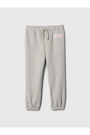 GAP Kız Bebek Gri Logo Kalp Desenli Pull-On Jogger Fleece Eşofman Altı