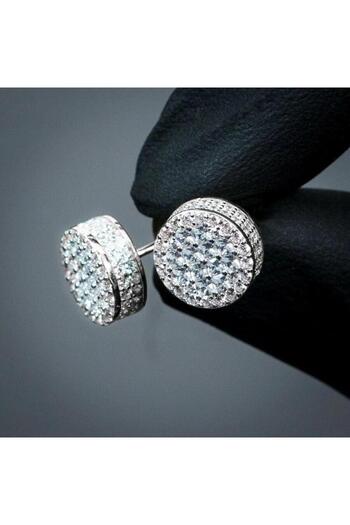 Pursehuit Silver earrings, round, with zirconium stones, Petrina C19