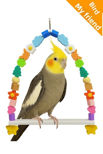 Kuşarkadaşım Sultan Parrot & Monk & Konur Swing Unpainted Colorful Silent Swing Bird