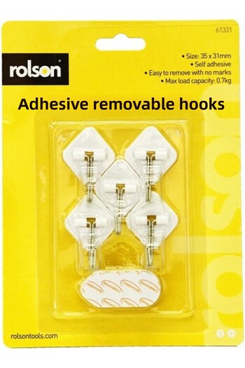 rolson 0912Jalmsl546 61331 5 Pcs 35 X 31 mm Removable Adhesive Metal Hooks Oy864Efgjkn Vb 1109836