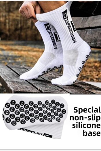 çorapdunyam 2 Pairs of Football Extra Reinforced Rubber Anti-Slip Sole Match Athlete Leggings Carpet Field Socks