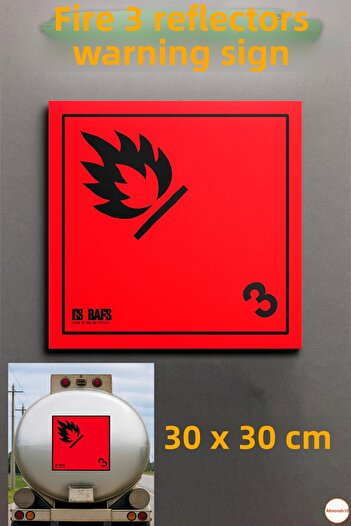 Badem10 Adr Compliant 30X30 cm Plain Fire 3 Reflectors Warning Sign Dangerous Goods Transportation Safety Plate