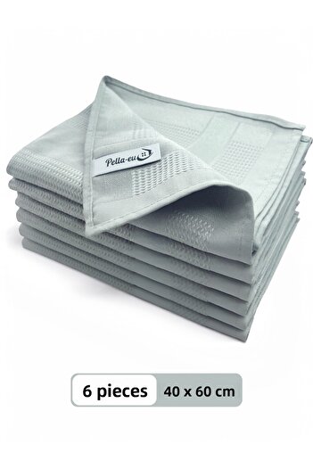 PELLA-EU Microfiber Glass Cloth General Cleaning Cloth Kitchen Bathroom Surface 6 Pieces Gray 40X60Cm