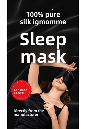 Sinada Luxury 100% Pure Mulberry Silk Fabric 16 Momme Black Bamboo Filled Sleep Mask, Sleep Headband, Sleep Eye Mask