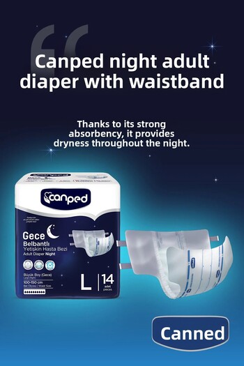 Canped Adult Patient Diapers with Night Belt Large Size 28 Pieces (14X2)