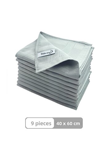 PELLA-EU Microfiber Glass Cloth General Cleaning Cloth Kitchen Bathroom Surface 9 Pieces Gray 40X60Cm
