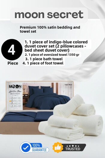 MOON SECRET 100% Premium Satin Duvet Cover and Towel Set 12 Different Color Options – 4 Piece Set 1