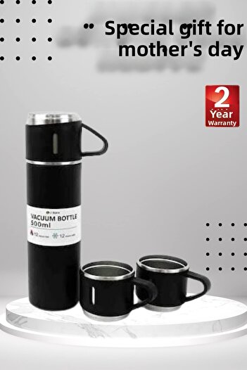 Toptan Bulurum Thermos Set with 3 Cups, Special Gift for Mother's Day, Portable Leak-Proof Heat Protector