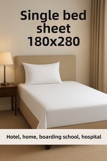 MEŞELİ TEKSTİL Organic 100% Cotton Single Hotel Bed Sheet - 62 Strings 180X280