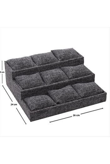 ZERO LAND Msa-Shop 3-Tier Linen Fabric Padded Stand-Grey