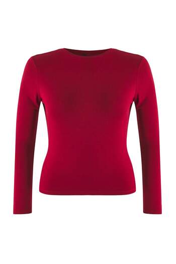 Trendyol Curve Burgundy Premium Soft Fabric Viscose Crew Neck Crop Stretchy Knitted Blouse Tbbaw25Af00027