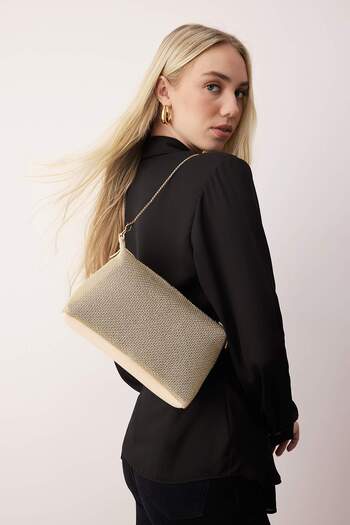 TRENDYOL SHOES Women's Mini Shoulder Bag with Gold Chain Detail Takss25Oc00095