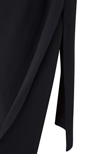 Trendyol Curve Black Double Breasted Collar Side Gathered Knitted Maxi Plus Size Dress Tbbaw26Ah00010