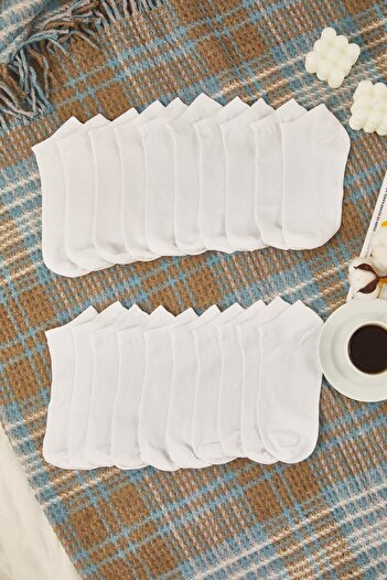 Trendyol Collection White Unisex 20-Pack Cotton Short Length Socks, Invisible / Booties