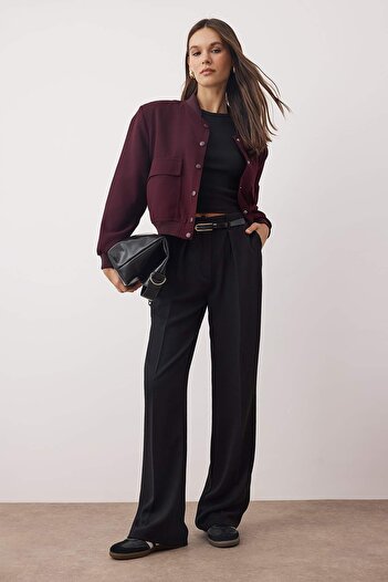 Trendyol Collection Black Belted Low Waist Wide Leg/Wide Leg Flowy Fabric Pants Twoaw26Pl00068