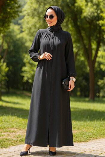 Neva Style Черен хиджаб Абая - с цип, модел 60971S