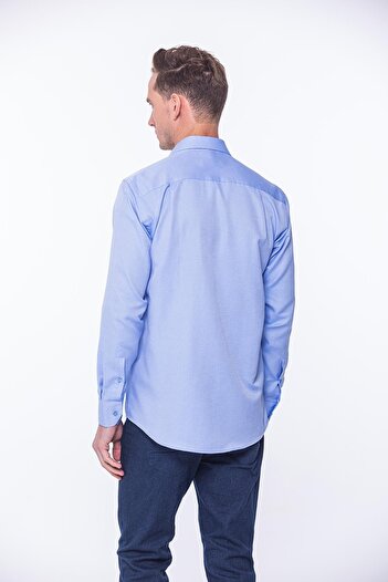 Fitmens Klasik Uzun Kol Oxford Hediye Kutulu Kolay Ütülenebilir Erkek Gömlek FS-001254 - Mavi