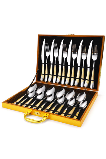 Trendy's 24-piece stainless steel cutlery set, for 6 people, TRENDY'S, luxury edition, chrome-gold