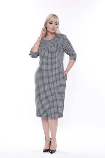 modayız Jacquard Pocket Winter Plus Size Dress 24C-2282