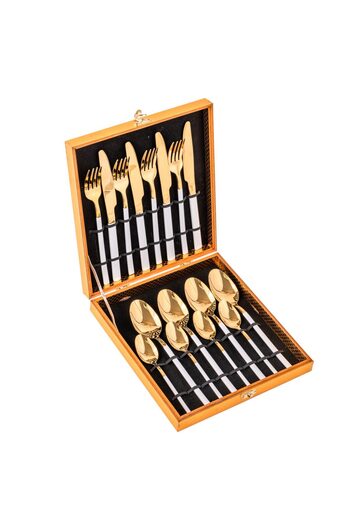 Trendy's Set of 16 stainless steel cutlery, TRENDY'S, white-gold