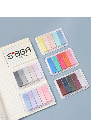 sibga tasarım 5 adet Şeffaf Renkli Postit Post-it Post It. Kitap Ayracı Ayraç Postit Sticker Not Kağıdı 500 yaprak