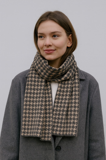 Sebir Moda Houndstooth Patterned Knitwear Scarf