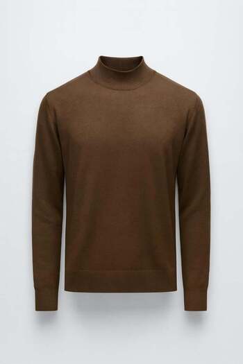 Valiberta Fincher Half Fisherman Regular Fit High Neck Men's Sweater - Brown