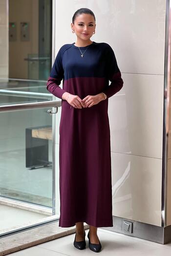 Nuss Raglan Sleeve Two Color Mercerized Dress