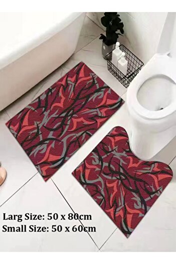 Raffine 2 Pieces Unique Geometric Printed Design Modern Style Luxury Water Absorbent Non-Slip