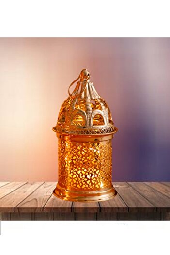 Raffine Ramadan Hollow Music Gold Copper Candlestick Lighting Dome Lamp Muslim Eid Home Decoration